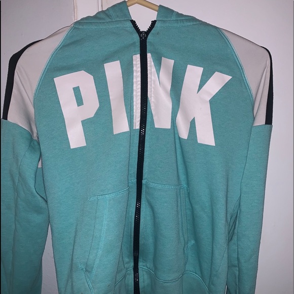 PINK teal zip up jacket size small - Picture 1 of 3